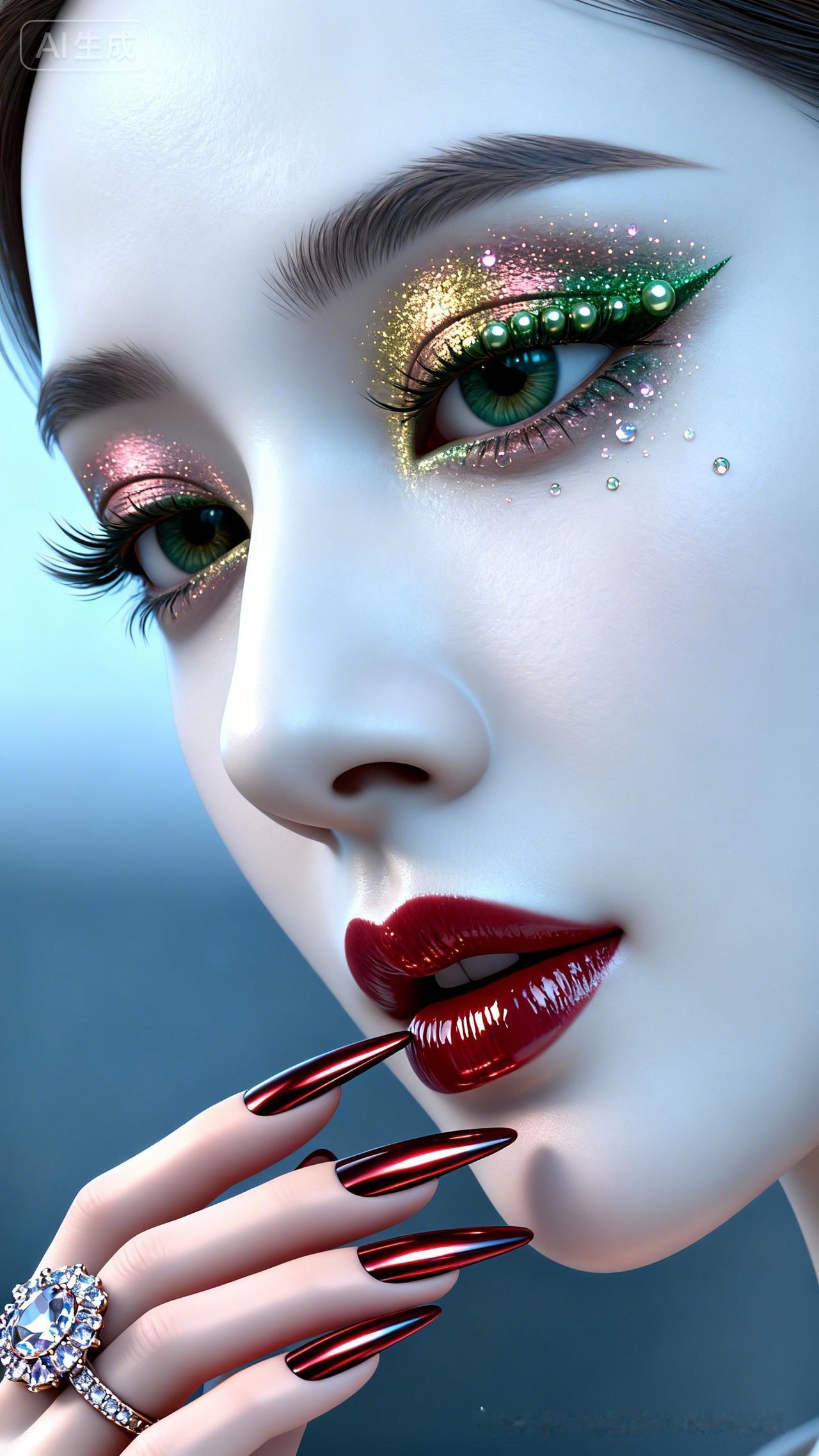 梦幻妆容，闪耀眼妆，红唇诱惑，完美无瑕！💄✨👀💋