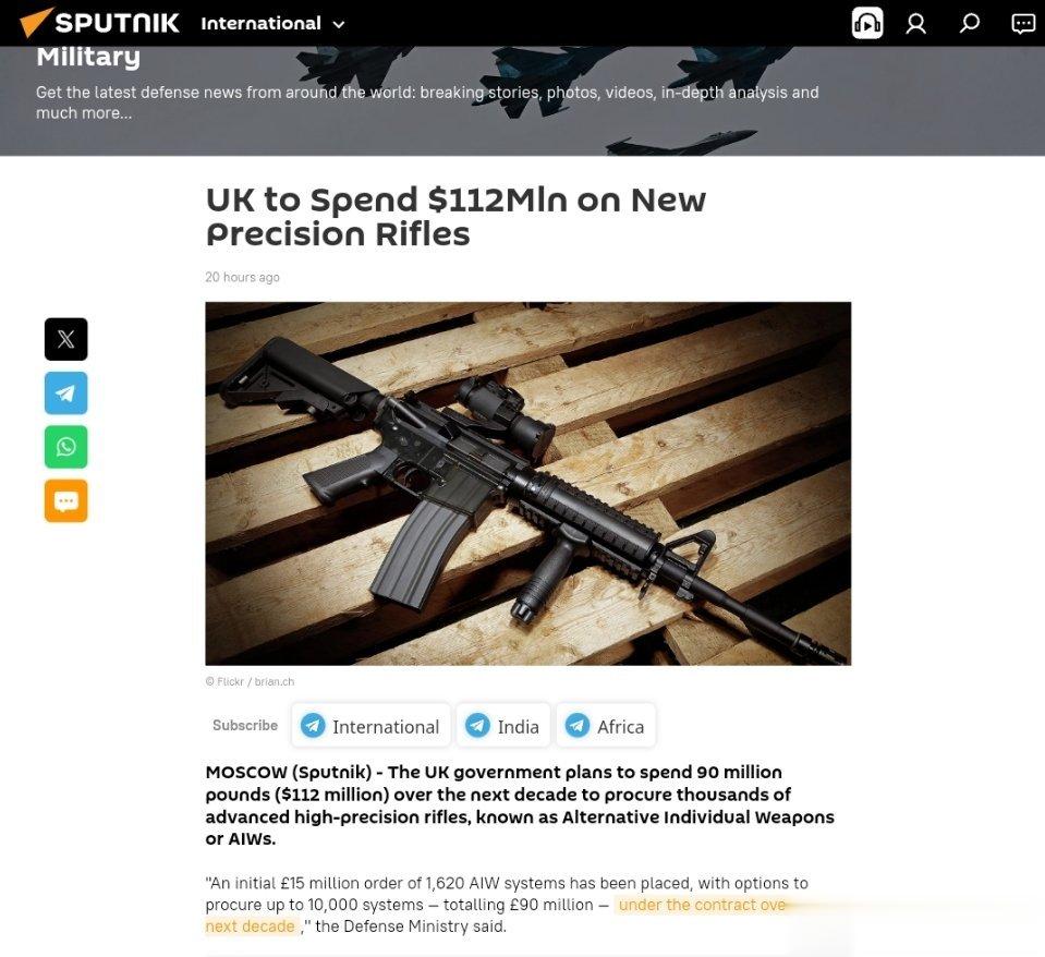 英国将花费1.12亿美元购买新型精密步枪英国政府计划在未来十年内花费9000万英