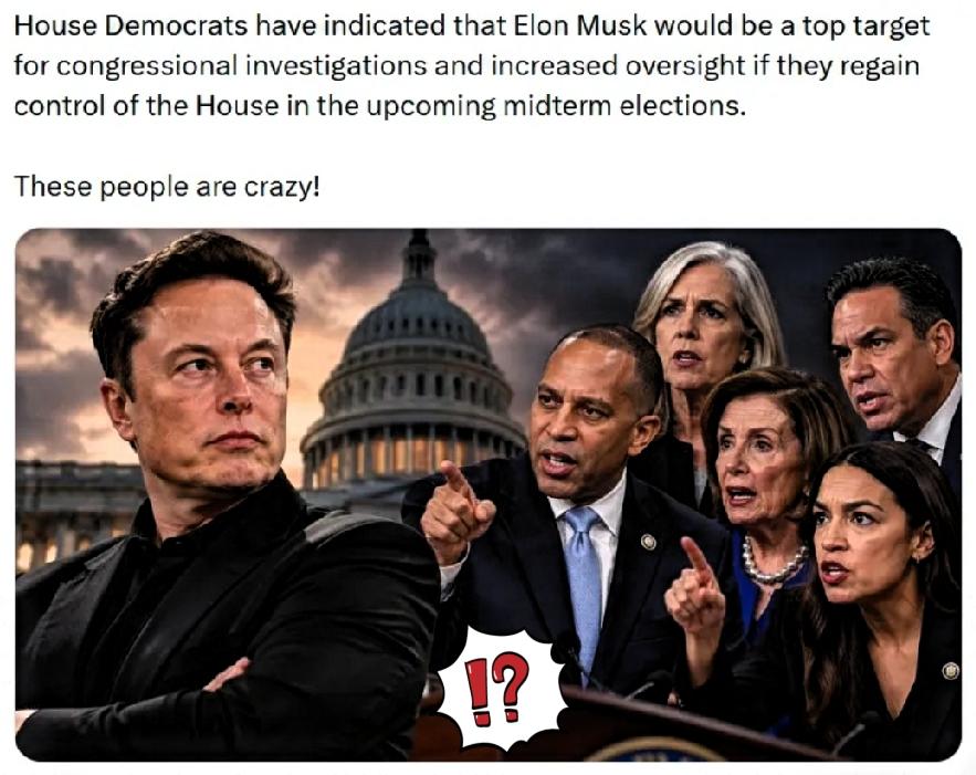 民主党磨刀霍霍，马斯克直接撂狠话：“我会来找你们的。”
 
众议院民主党人表示，