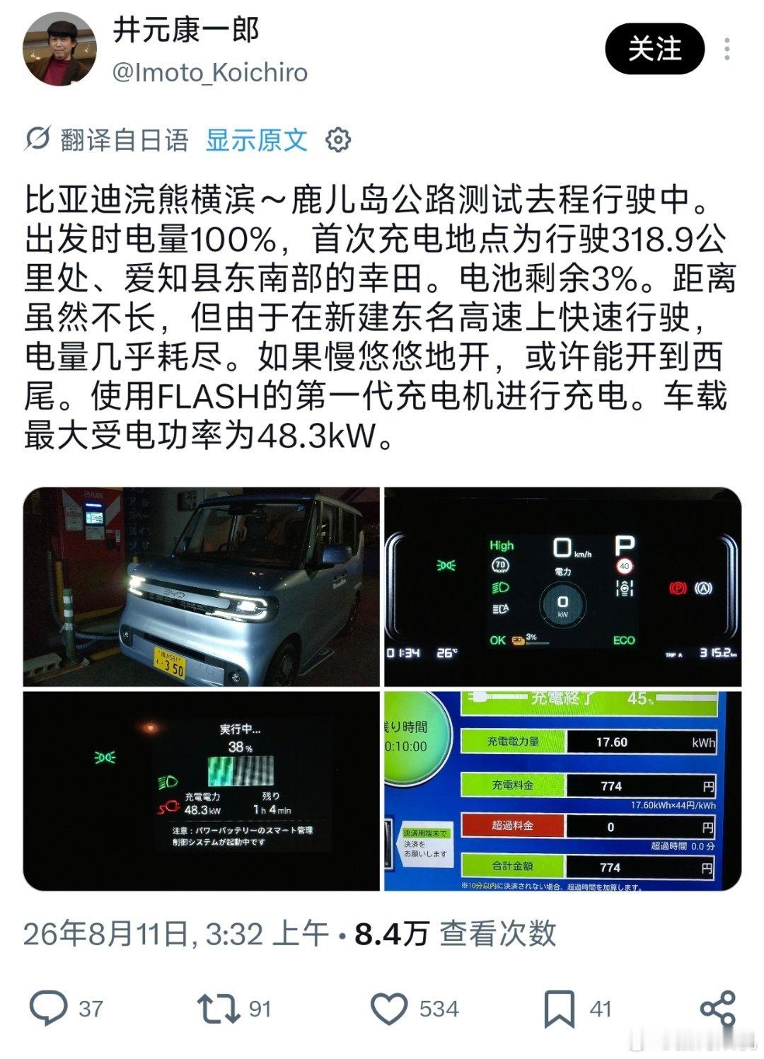 比亚迪海獭的续航达成率很高啊。博主开海獭行驶了318.9公里，这和标称的320k