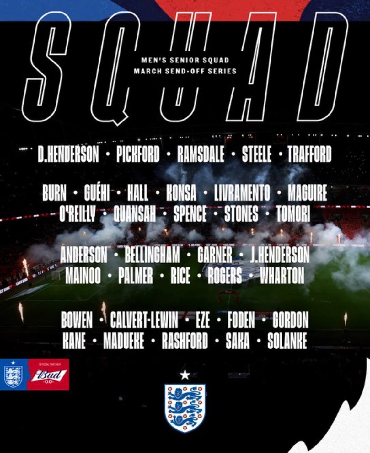 官方：马奎尔和科比·梅努入选新一期英格兰国家队大名单。拉什福德和詹姆斯·加纳（第