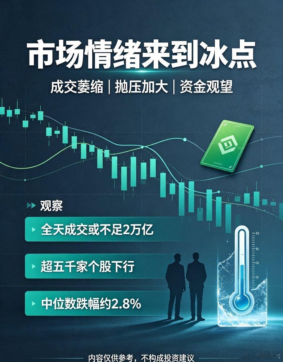 今日盘面走势让人无奈。上午成交1.2万亿，全天成交或将不足2万亿，场内情绪明显走