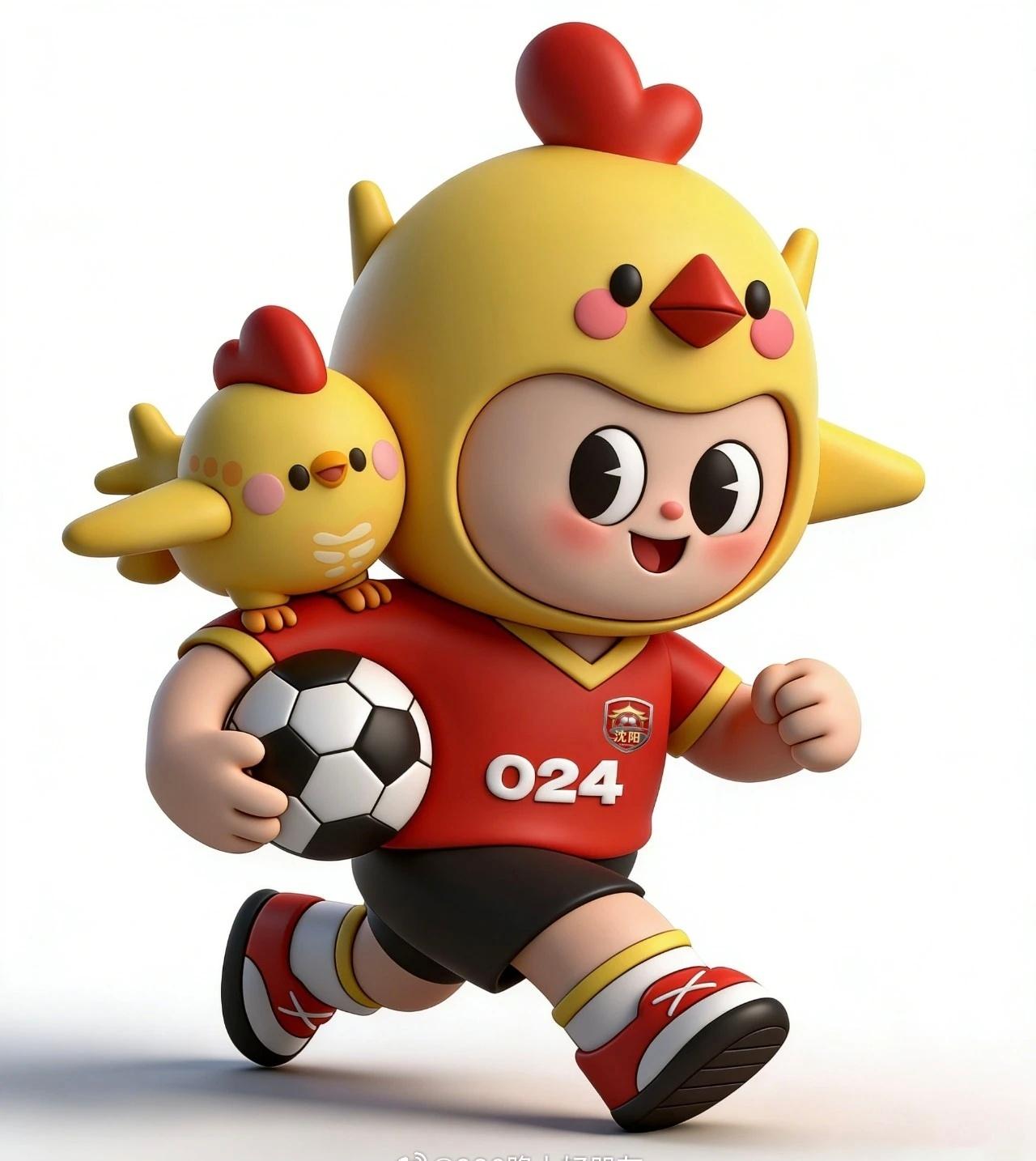 沈宝身披024专属战袍，圆萌身形藏着东北人的爽朗韧劲；绿茵奔跑的热血姿态，尽显沈