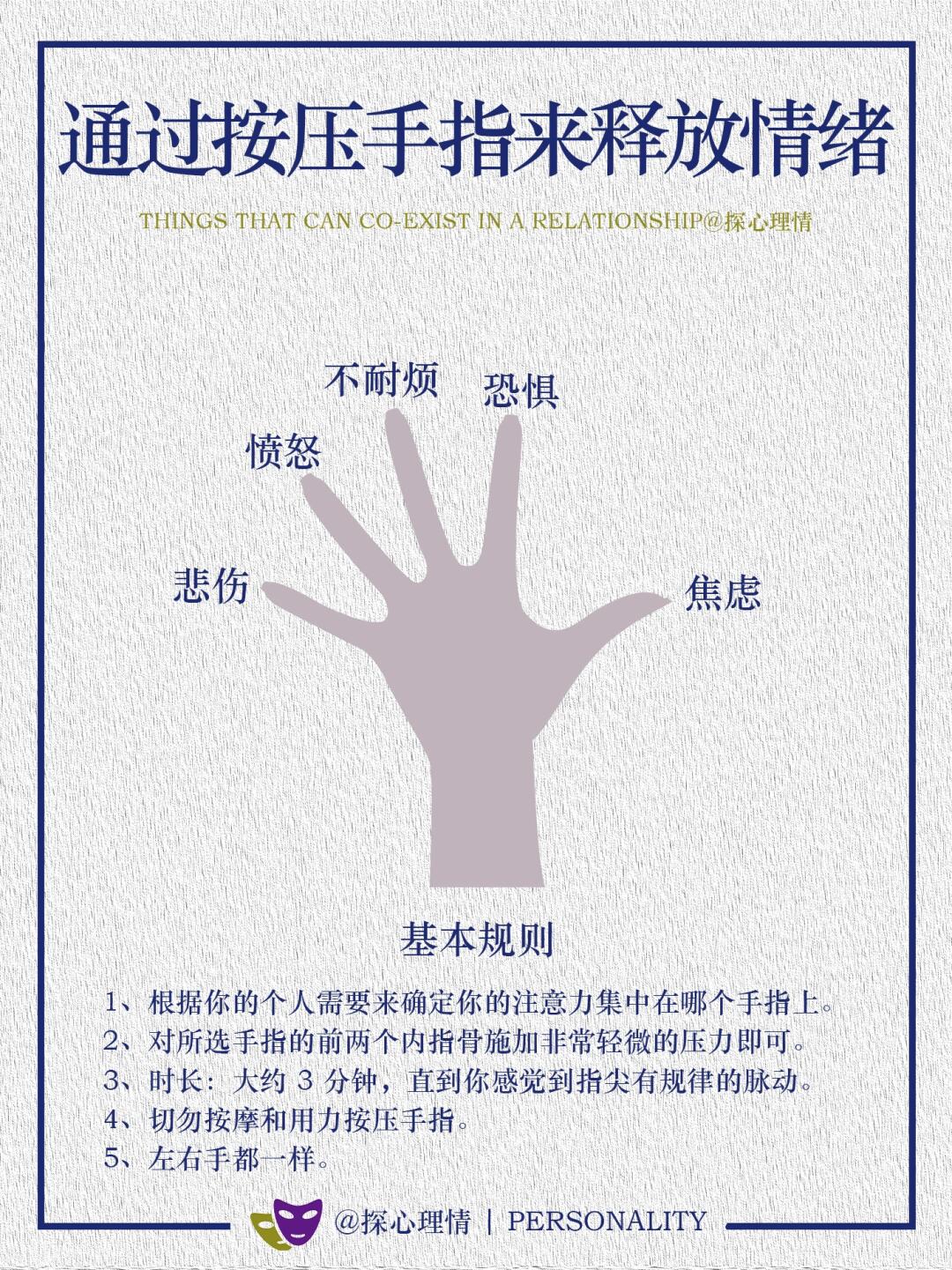 通过按压手指来释放情绪