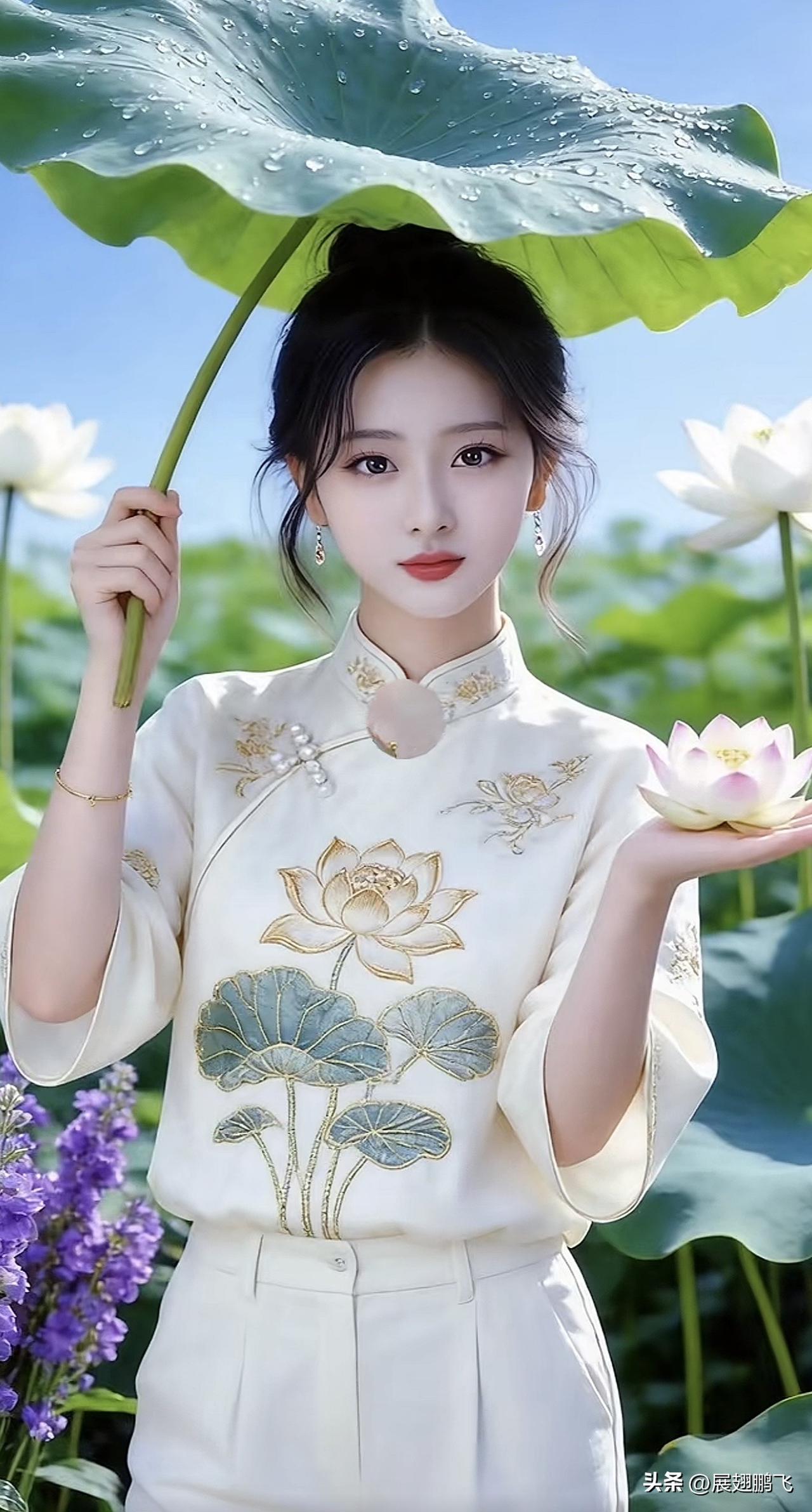 碧荷遮面，玉女临风。荷韵美人图 荷韵古风照 荷韵凝妆 荷韵古风照 荷韵凝妆 淡雅