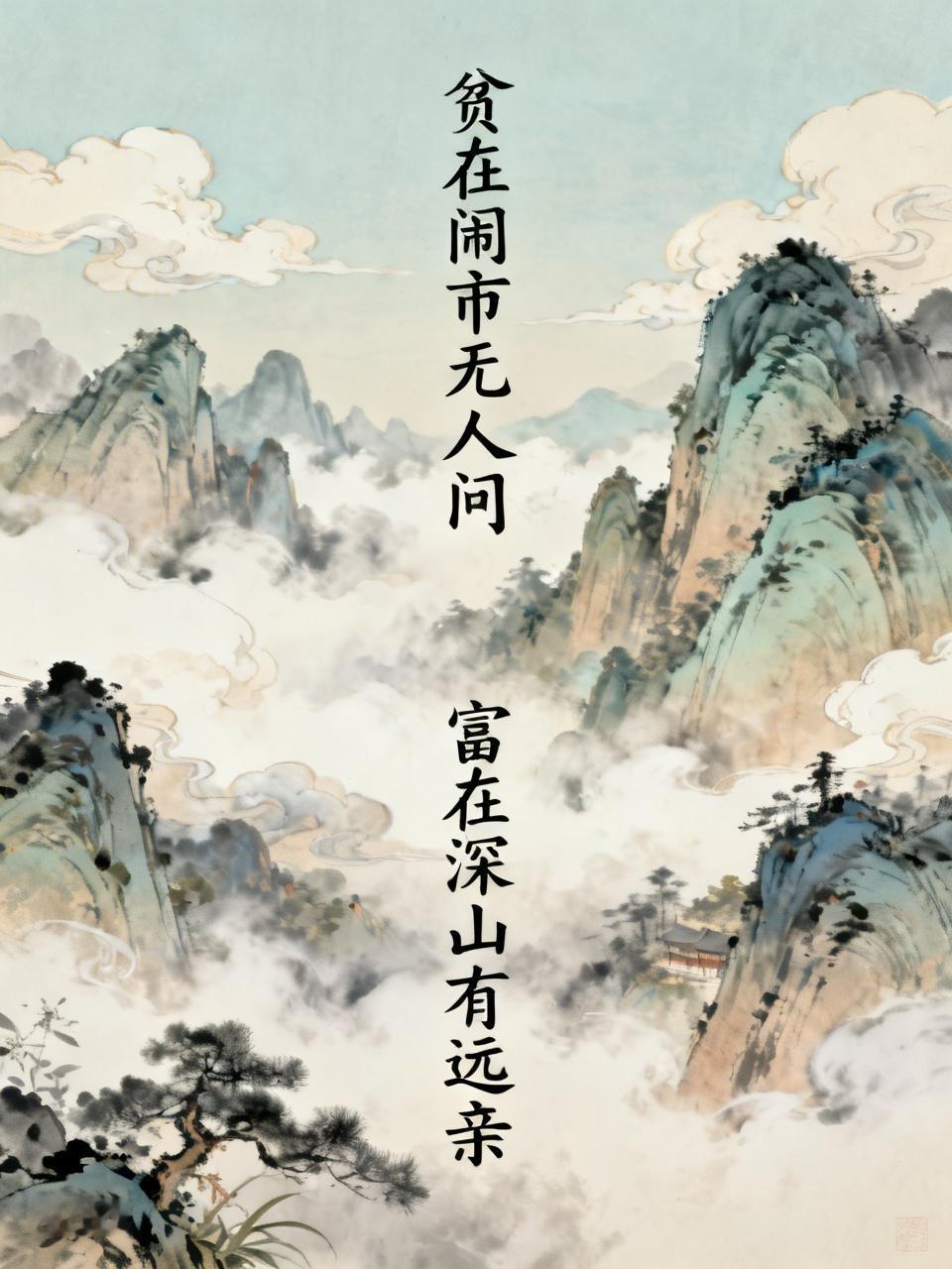 “贫在闹市无人问”这句上联，道尽了世态炎凉。我觉得下联对“富在深山有远亲”挺合适