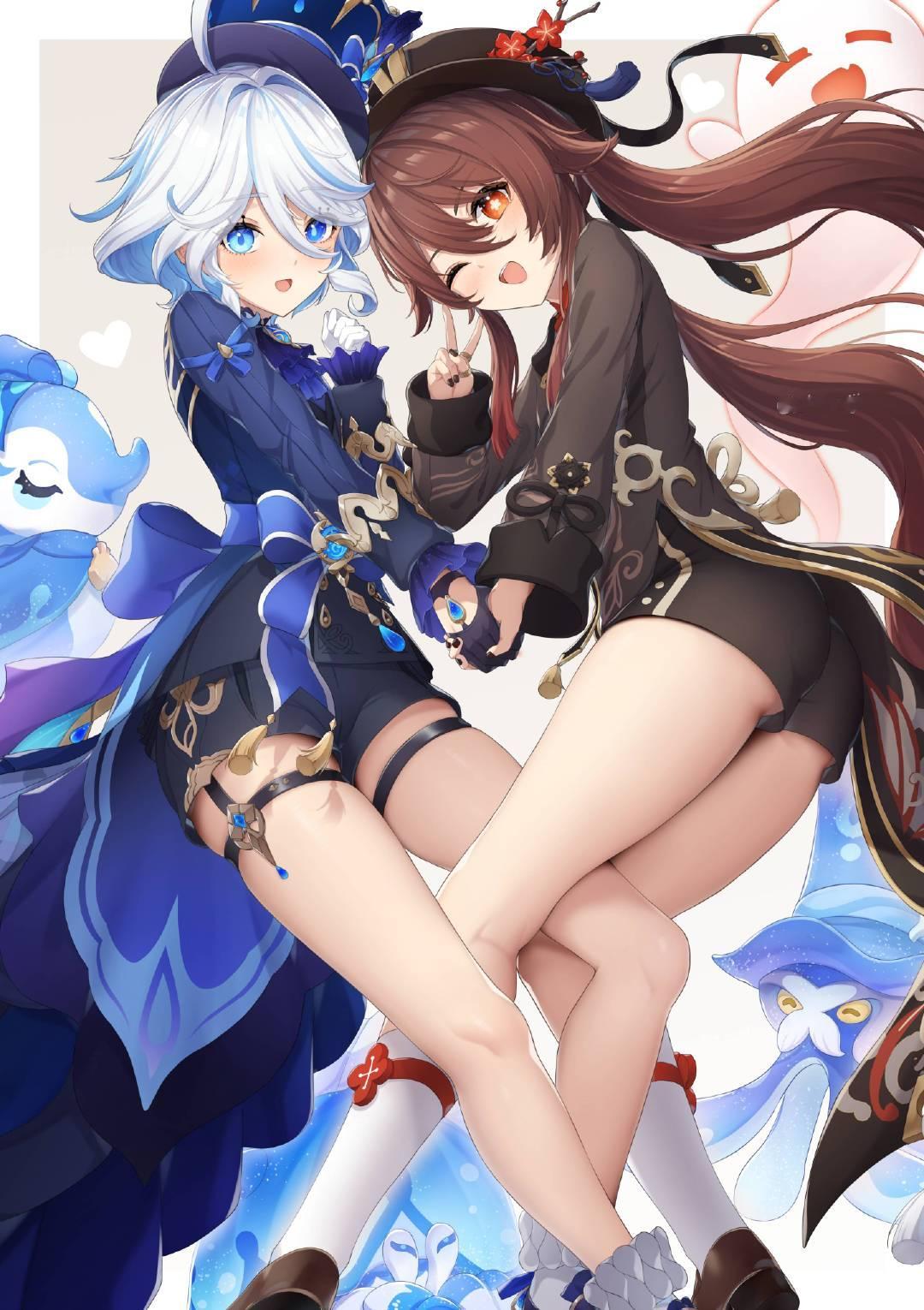 芙宁娜、胡桃——原神——画师: 葉古モミジ，网页链接