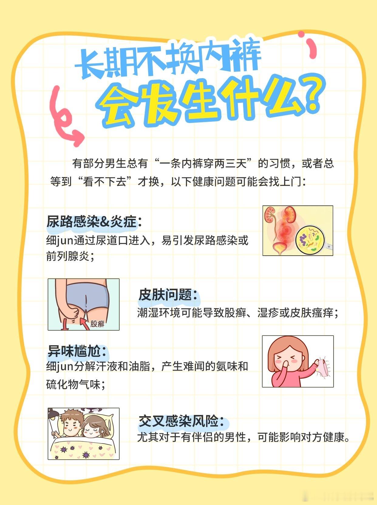 内裤不换到底能有多脏之前总觉得男生凑活两天换也没啥，可别为了耐脏买深色的，反而藏