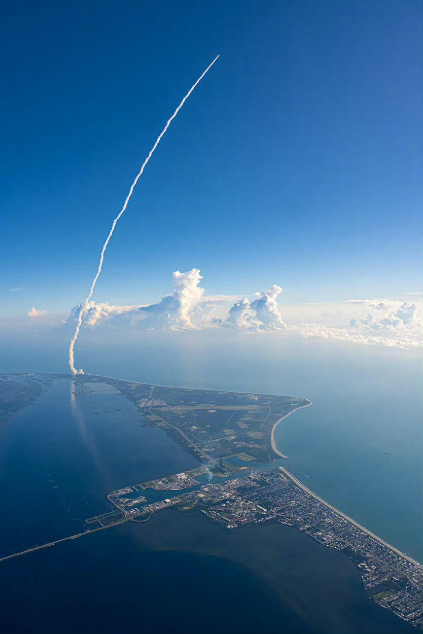 高空视角看火箭发射。#每天一天文图# ©️John Kraus ​​​