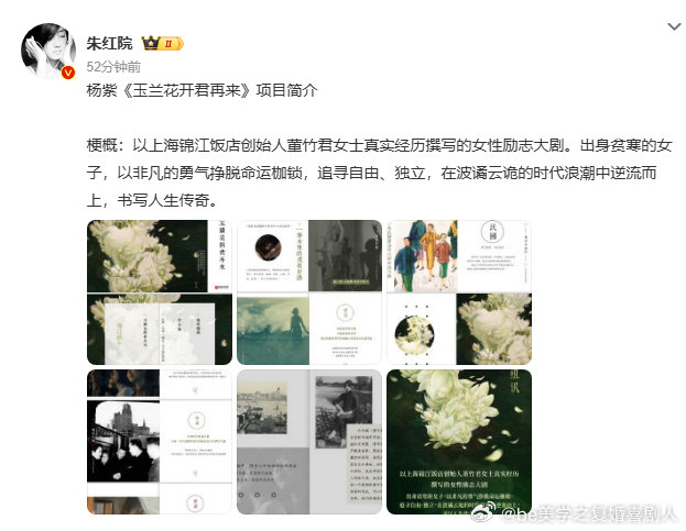 速看！网传杨紫加盟《玉兰花开君再来》，董竹君人物小传极具魅力，该剧由杨阳导演，组
