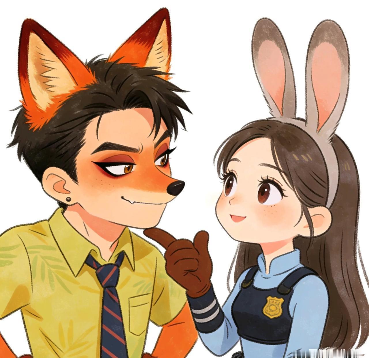 昨儿晚上刷到黄子韬和徐艺洋的尼克朱迪。
狐狸耳朵一摆，兔耳朵一摇，整个人都被甜得