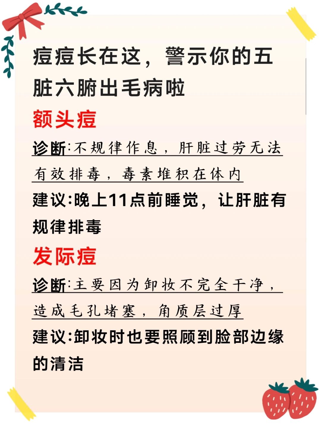 痘痘长在这，警示你的五脏六腑出毛病啦