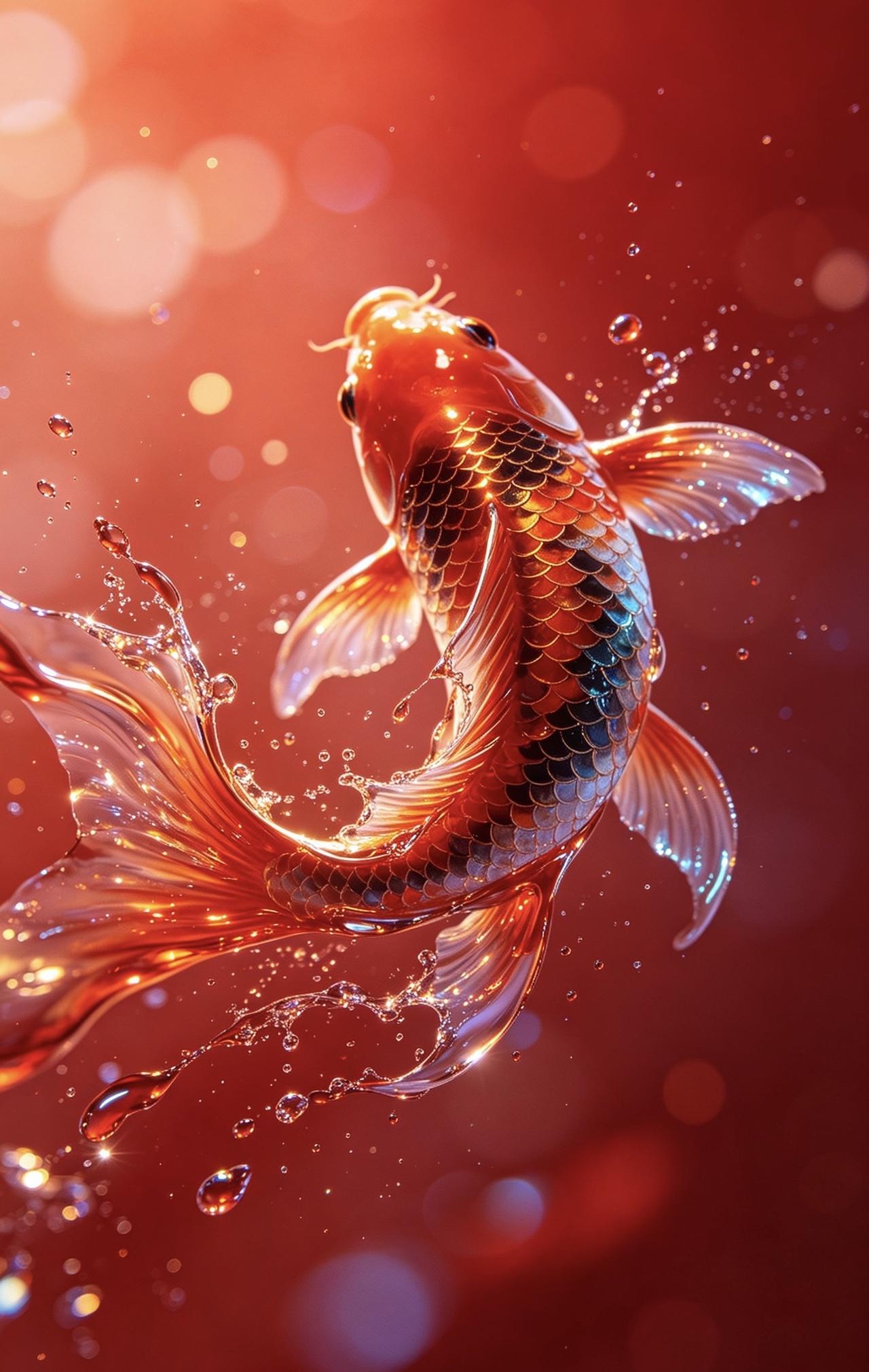 精美壁纸（772）🌈
📝这幅超现实主义插画以渐变虚化的红，蓝色为背景，视觉焦