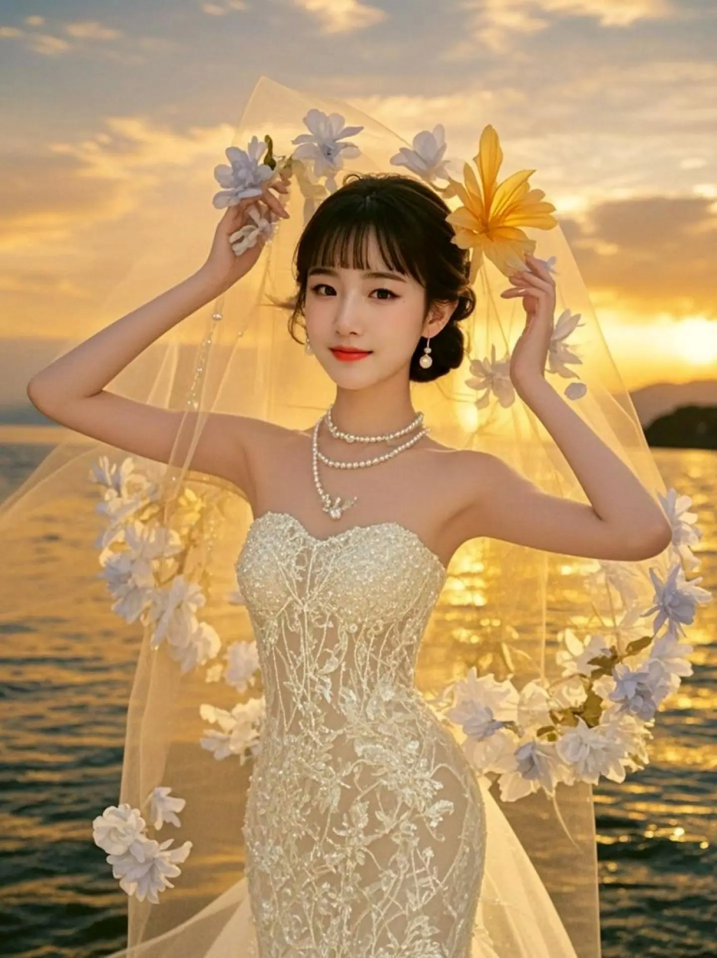AI黄昏新娘写真