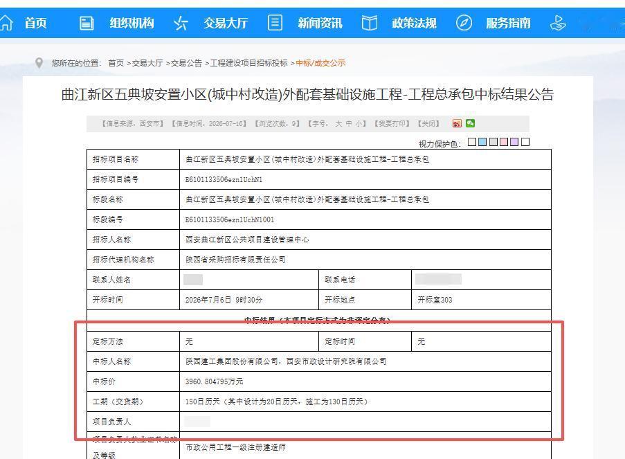 超3960.8万元！陕西建工联合体中标西安这个项目外配套基础设施工程....
