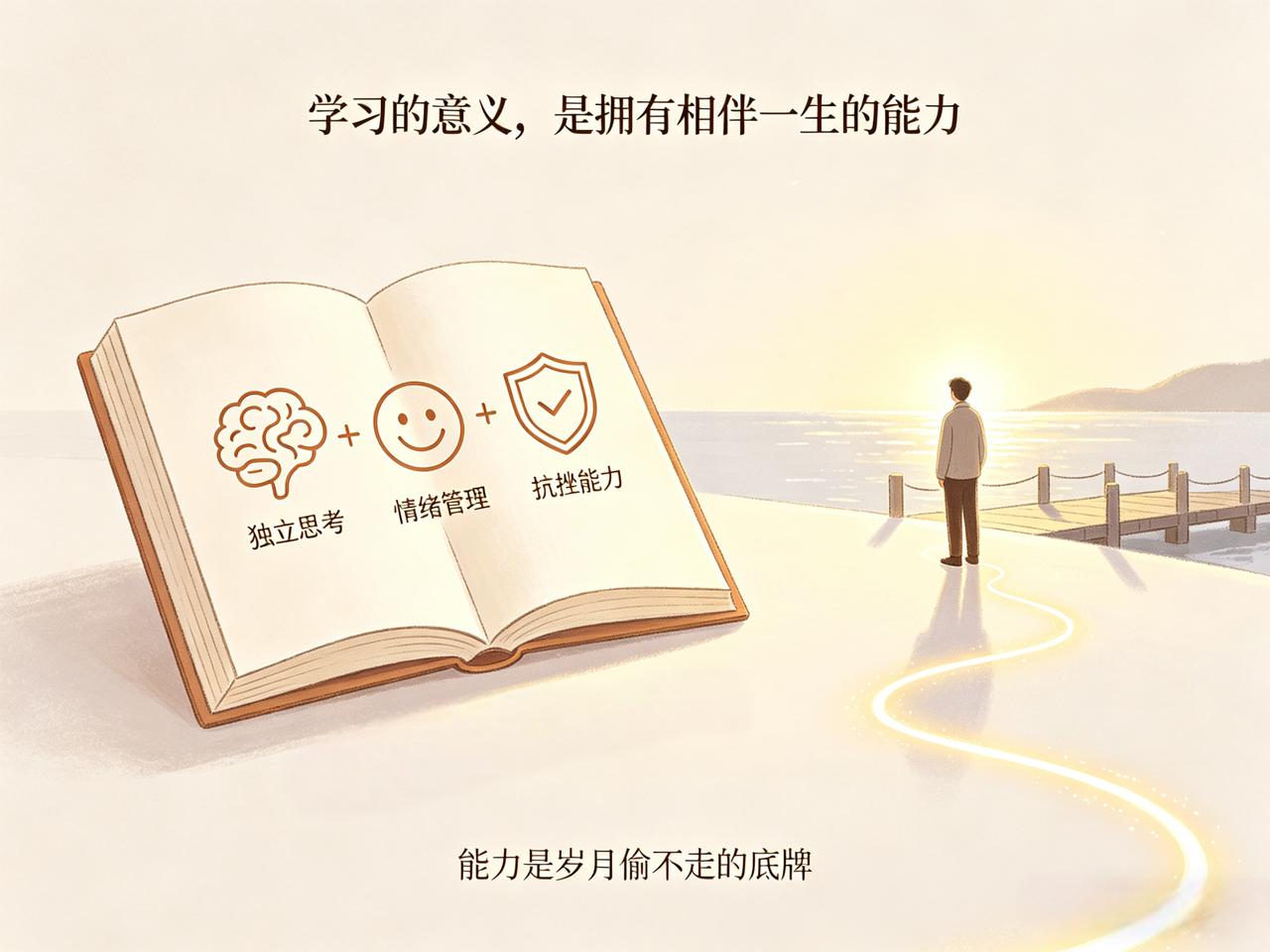学习最重要的意义，在于拥有一种能相伴一生、为自己托底的能力。分数不过是短期的结果