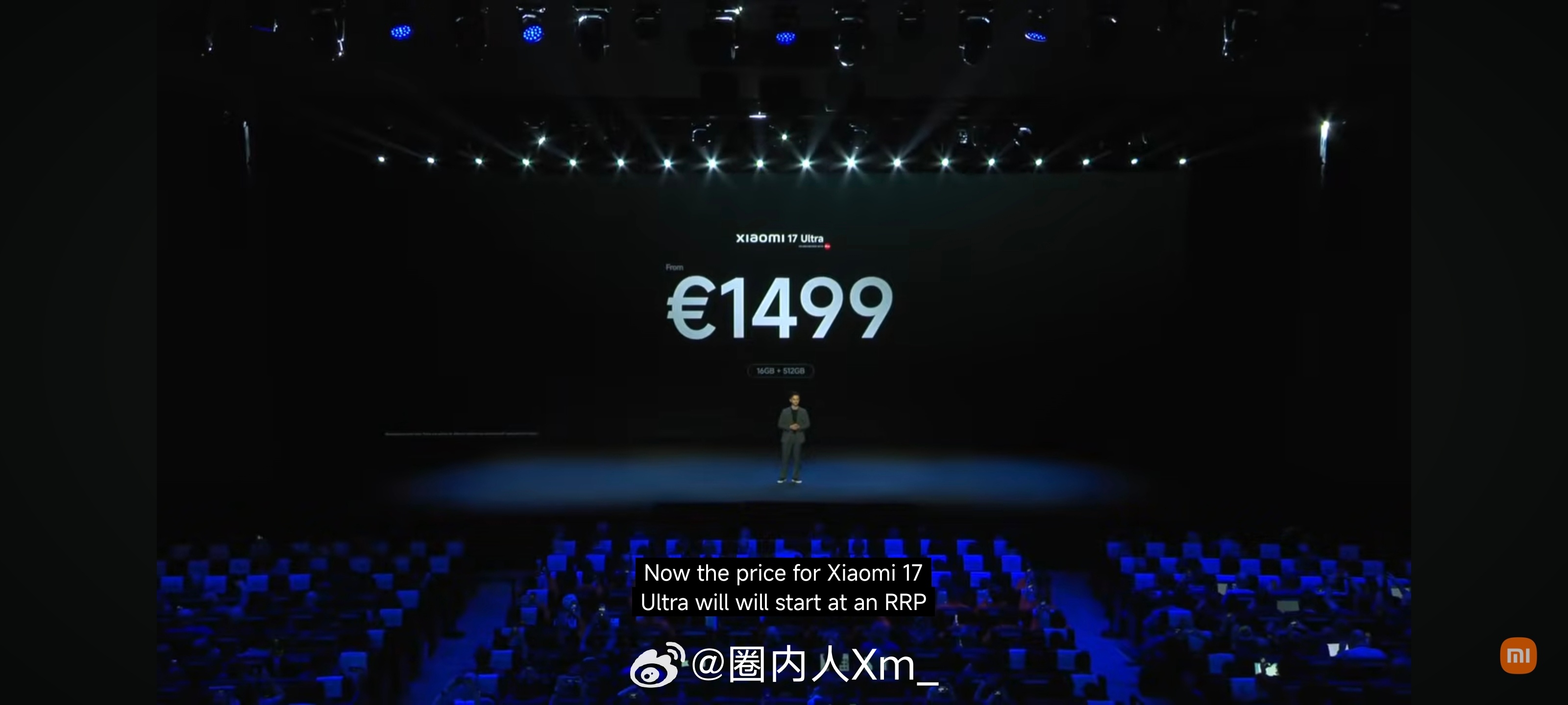 巴塞罗那小米发布会小米17Ultra海外版:售价1499 欧元 ≈ 12148.