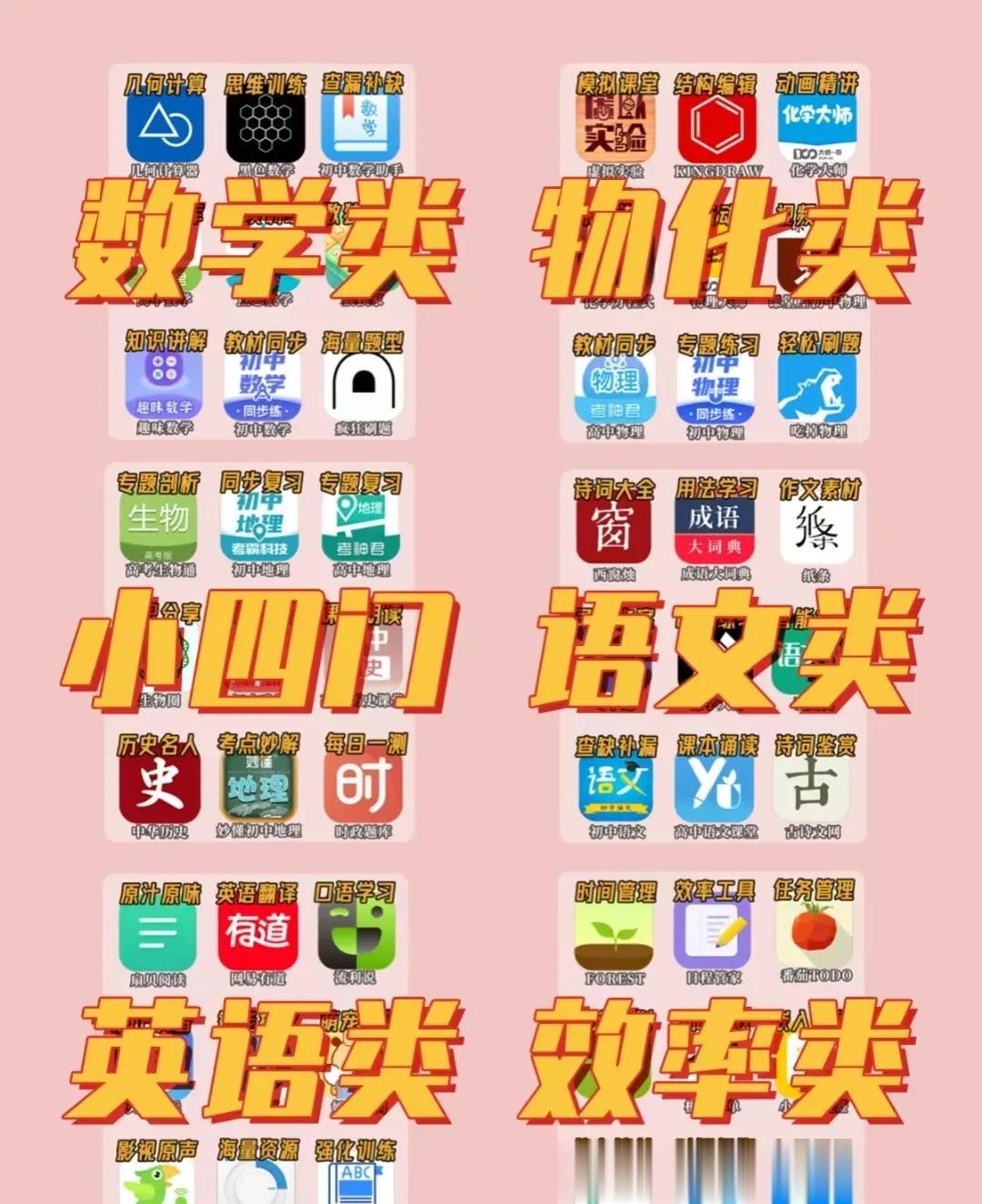 太无私！竟然有人将各大类逆袭app全都整理出来了，语文篇、英语篇、数学篇、效率类