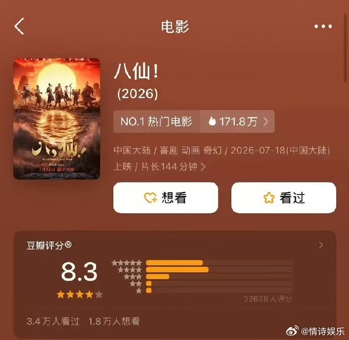 八仙暑期档的口碑作八仙暑期档最高分八仙的分数稳得让人安心，好作品自带的底气，观众