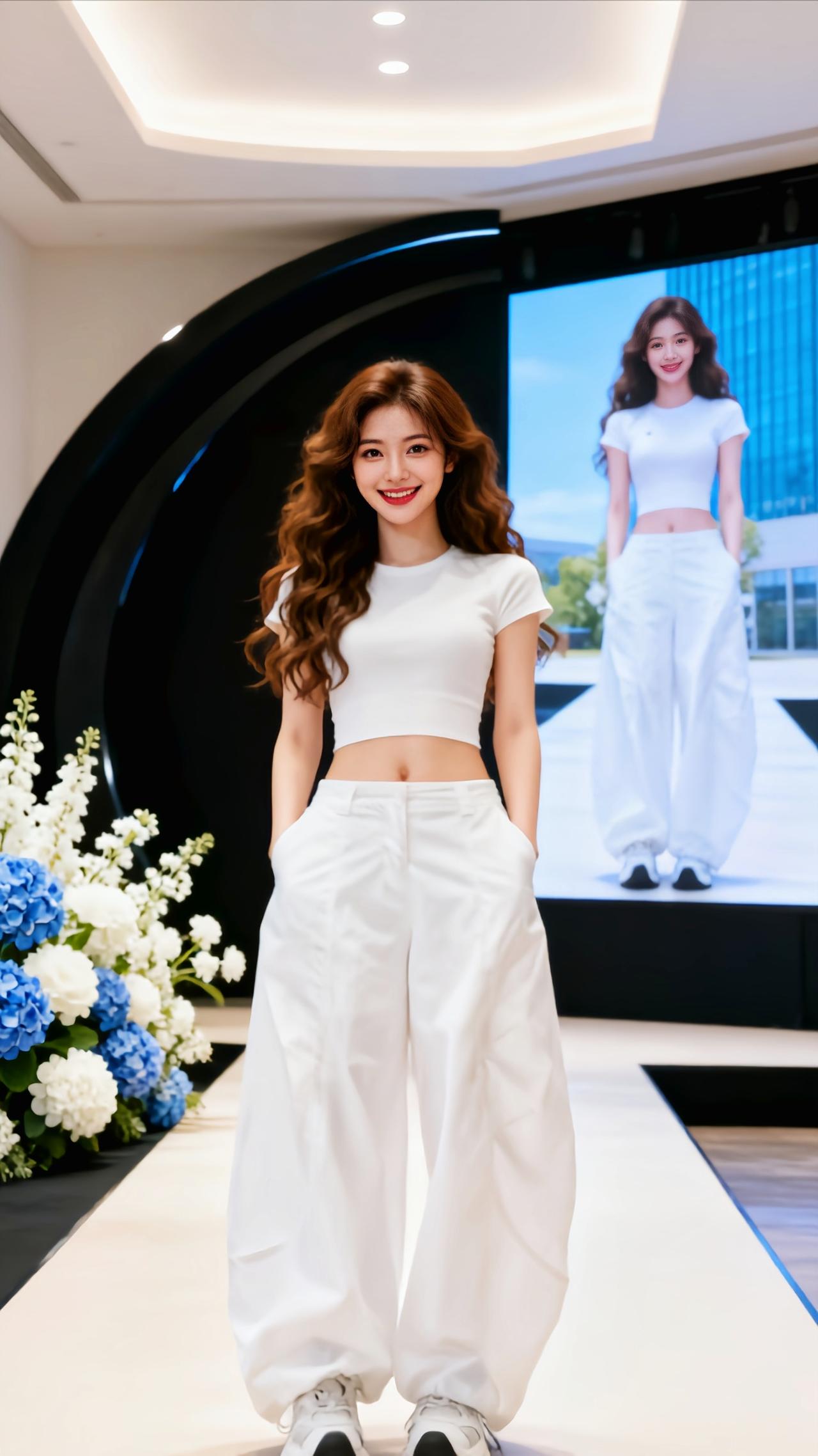 直筒显瘦秀场同款长裤 白阔腿裤穿搭灵感 白裤时尚搭配 白色阔腿裤穿搭 白裤时尚造