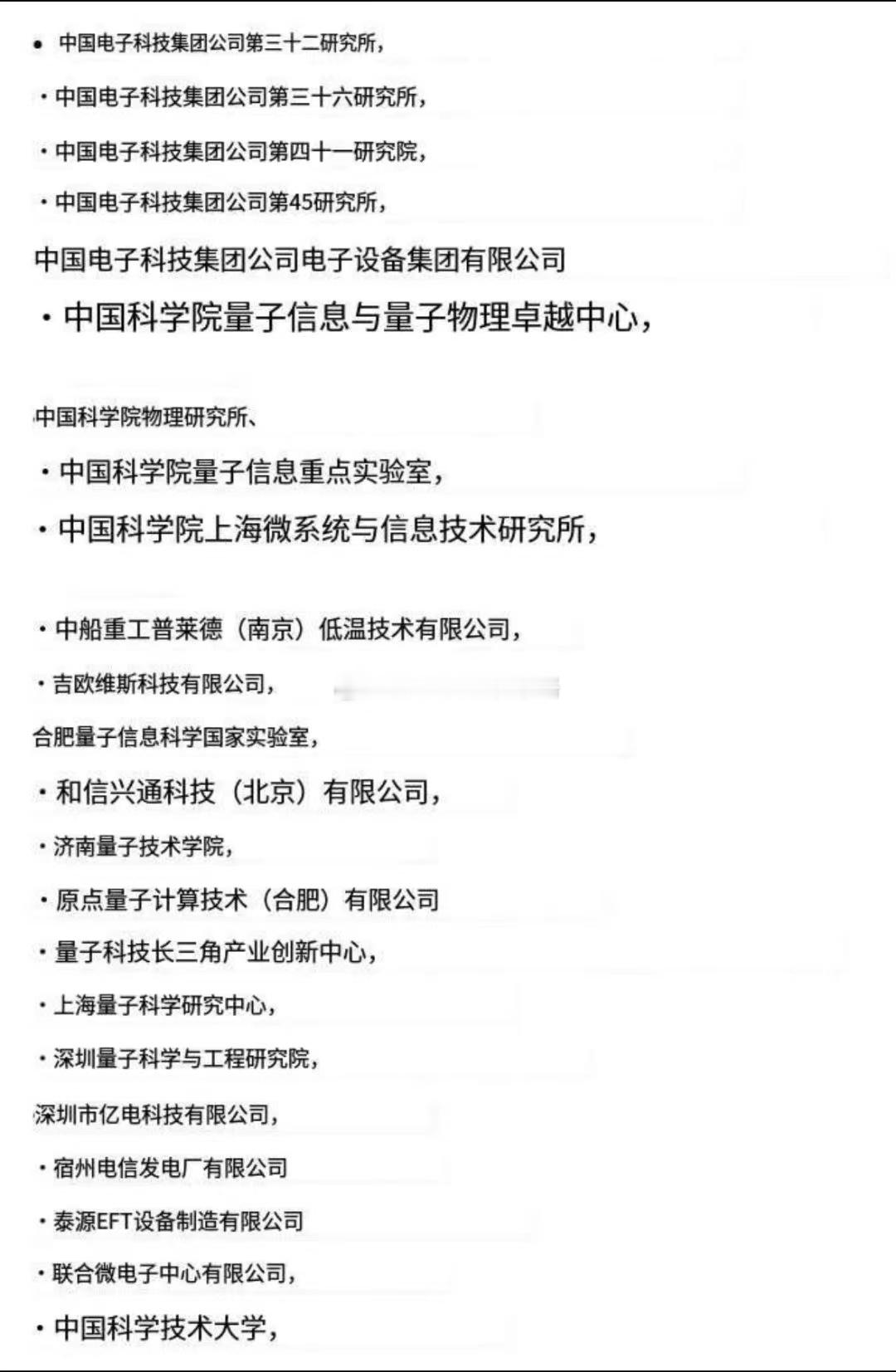 新的实体名单，清一色量子… ​​​