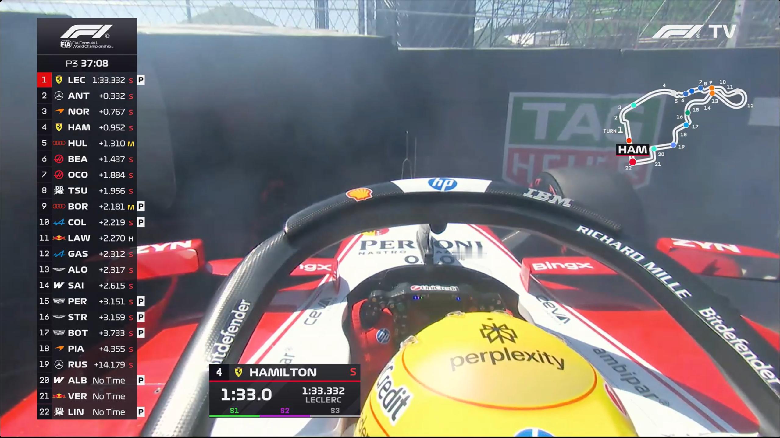 汉密尔顿22号弯撞车！红旗🚩F1[超话]2026F1西班牙大奖赛 ​​​​
