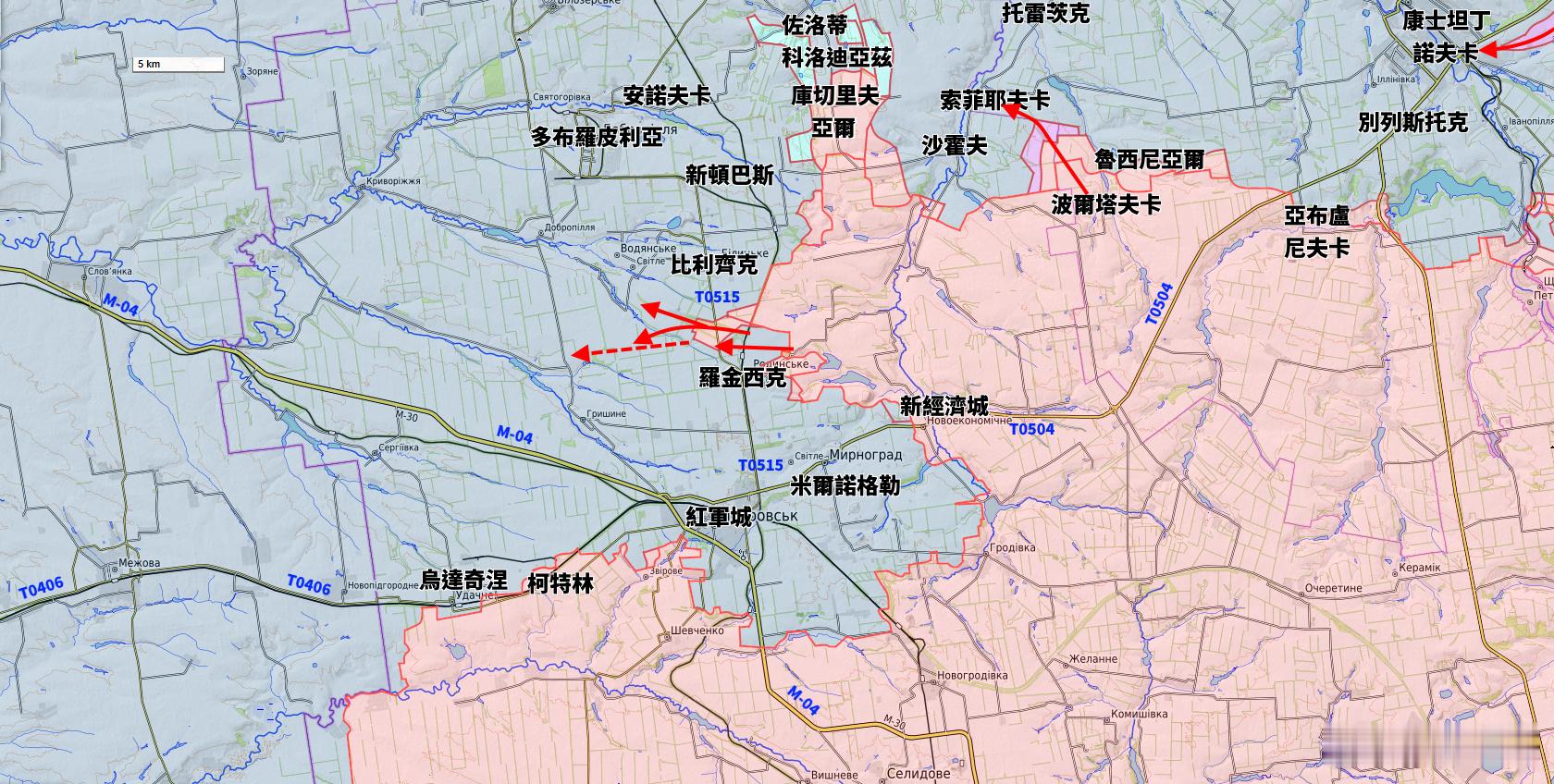 烏軍在紅軍城北面突出部的反攻已經進入3天，依然無法切斷俄羅斯武裝部隊的臨時防線，