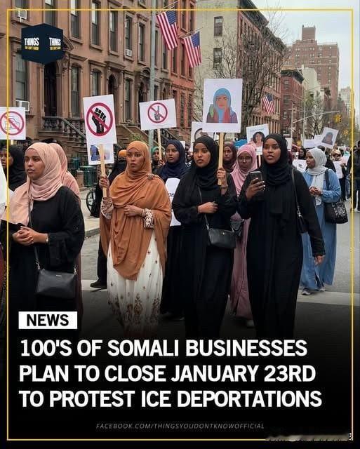 在美国明尼苏达州，数百家索马里人拥有的企业于 1 月 23 日关门歇业，以响应全
