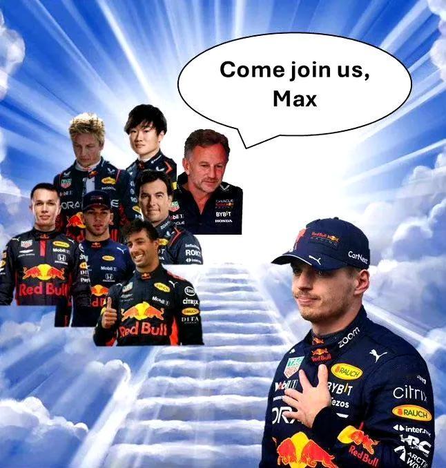 F1玩起梗来没人比得上……
图1：红牛二号车手跟维斯塔潘的关系。
图2：法拉利官