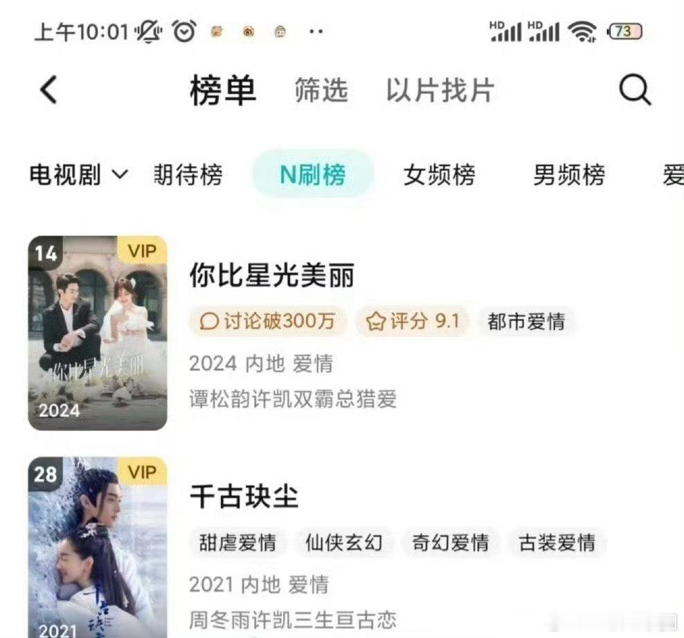 许凯《你比星光美丽》《千古玦尘》进入鹅N刷榜了！！！这么久了，还有这么好的长尾[