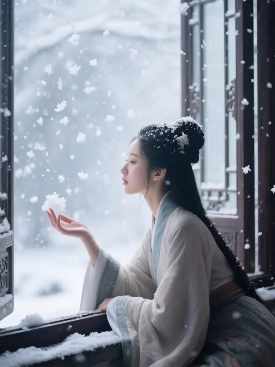 伊人倚窗思故郎

青云/赋
西楼窗雪月半残，渐觉西风更更寒；
往昔与君共诸水，今