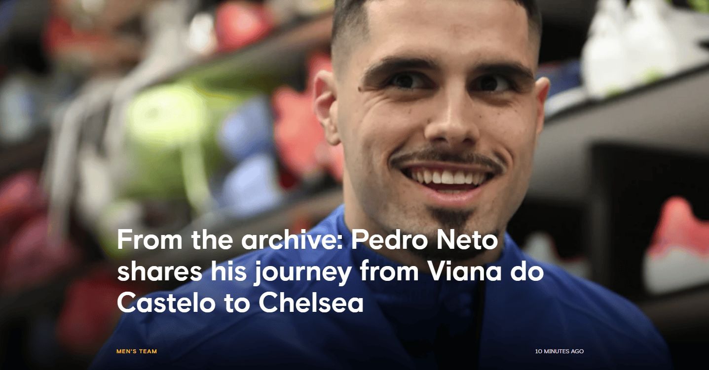 切尔西庆祝内托26岁生日，官方回顾了一次他的采访。足球并非佩德罗·内托最初的运动
