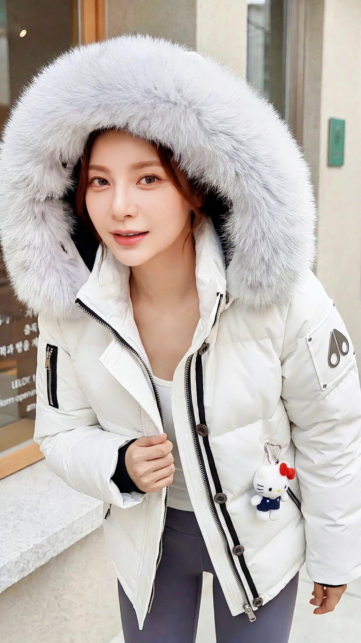 有没有一种清秀动人的感觉? 冬日穿搭指南：毛绒绒的白色羽绒服，温暖又时尚！🌨️