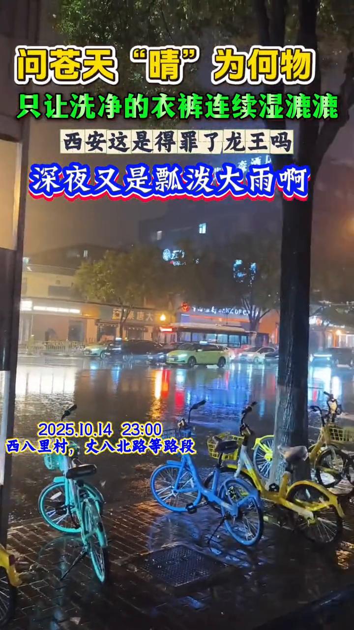 问苍天"晴"为何物，只让洗净的衣裤连续湿漉漉。西安这是得罪了龙王吗？深夜又是瓢泼