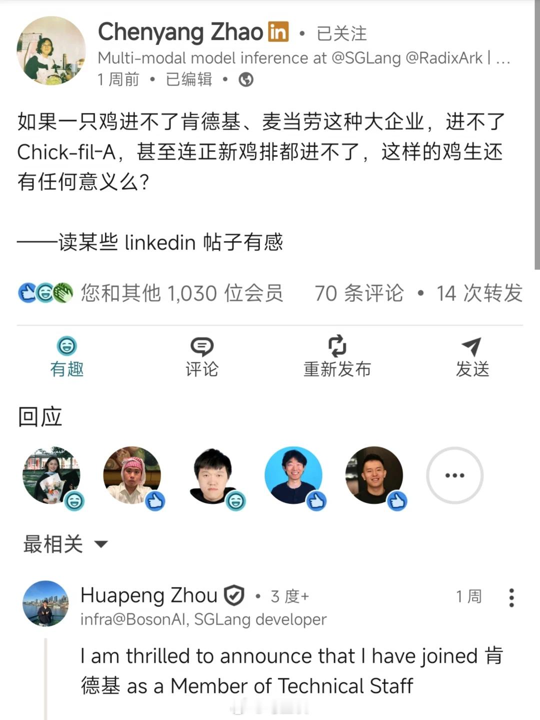 哈哈鸡确实可以有自己的活法。 