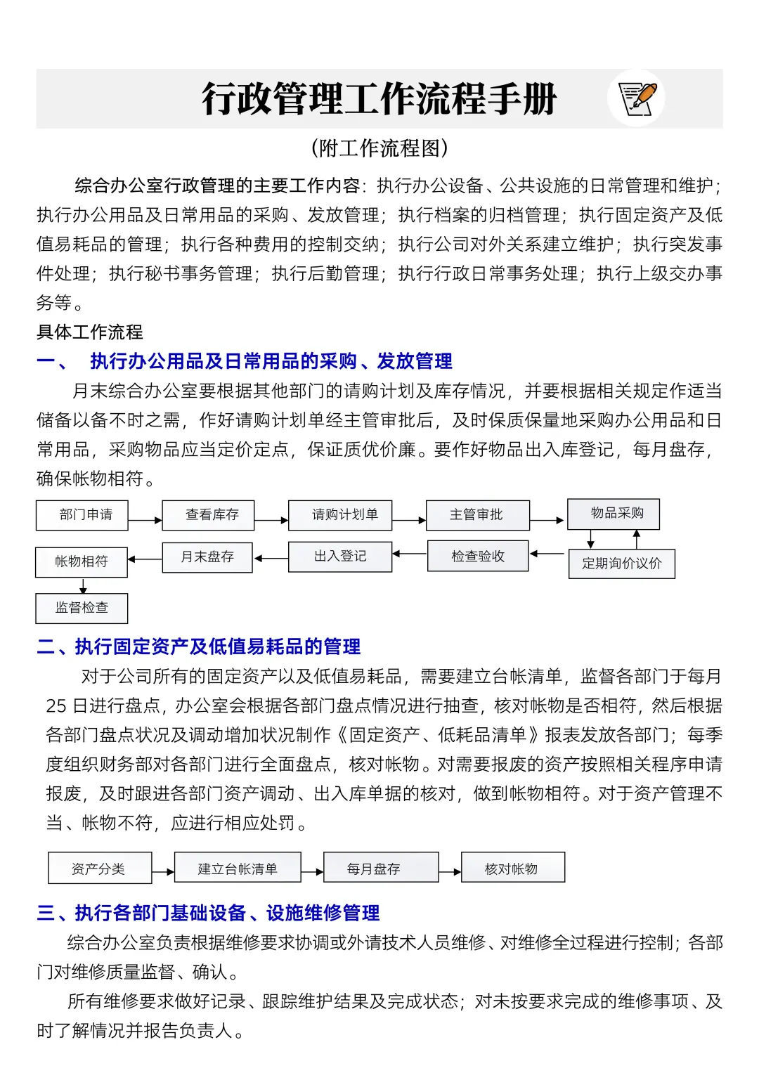 ✅行政管理工作流程手册