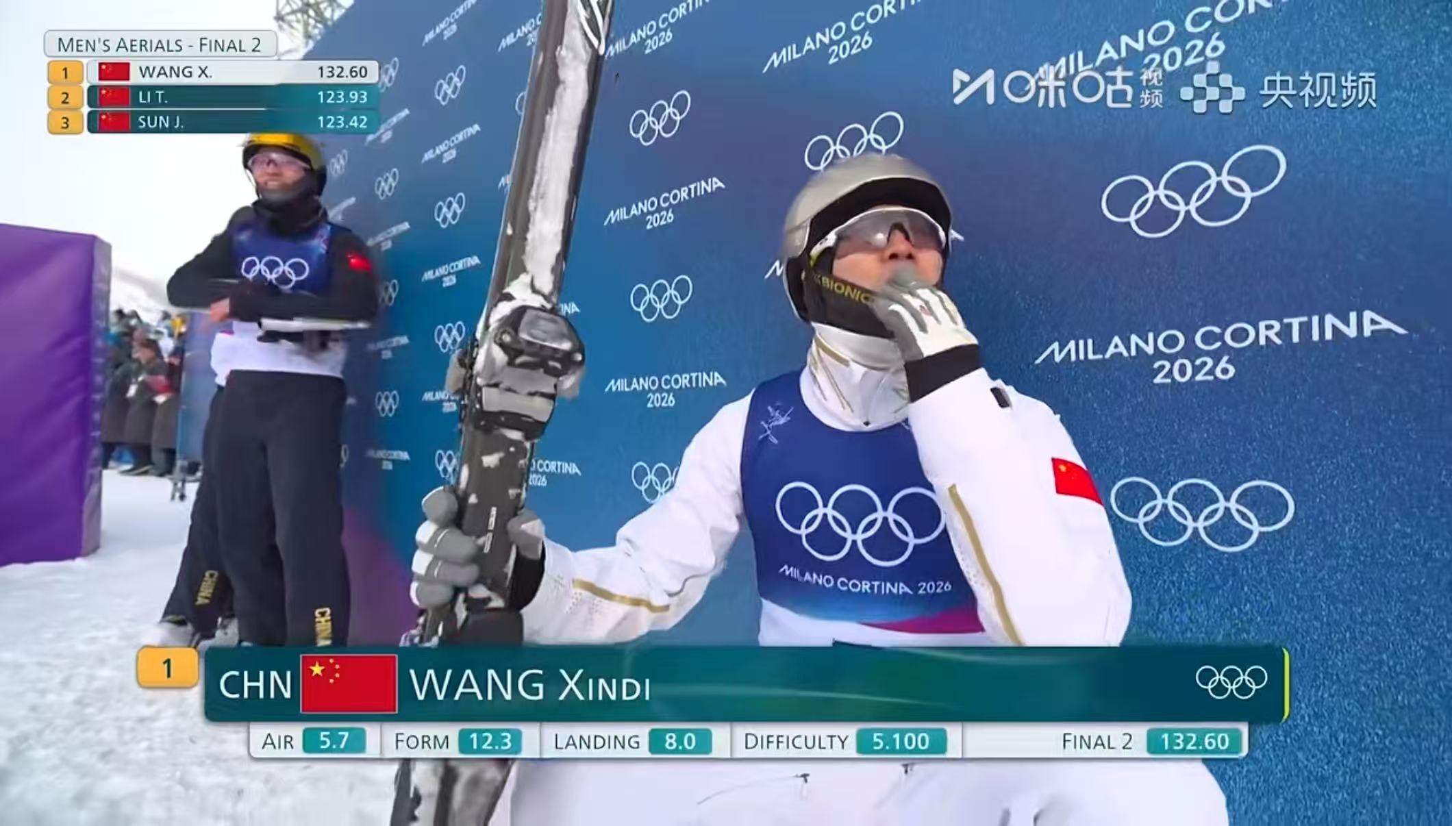 #空中技巧夫妻双双把金拿##王心迪夺金# 米兰冬奥会自由式滑雪男子空中技巧决赛，