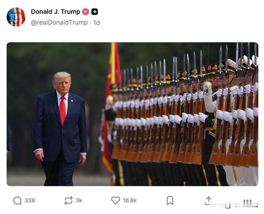不得不说，这次访华，特朗普这回是真被“震”住了！人刚回美国，社交媒体上连发15张
