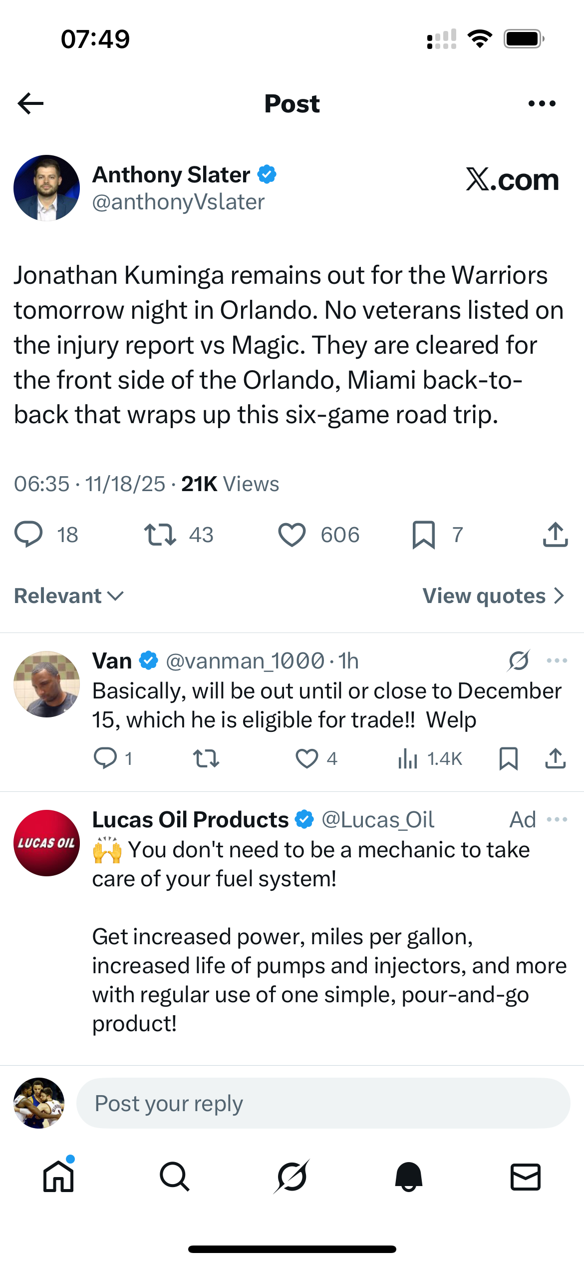 明天对阵魔术的比赛库明加依旧缺席