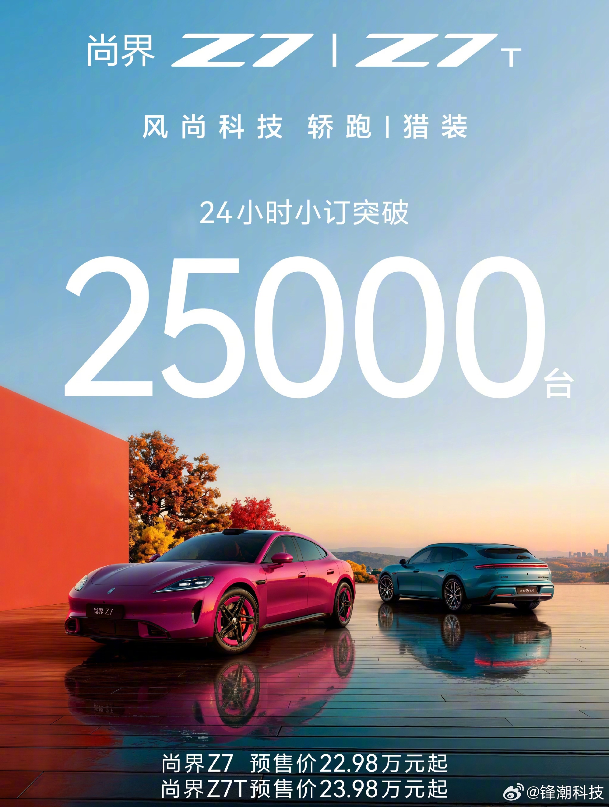 尚界Z7、Z7T的24小时小订成绩：25000台。 
