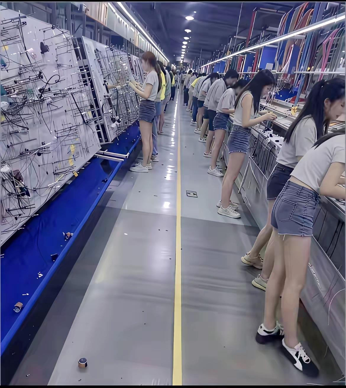 整条流水线几乎全是女工，大家好奇这到底是什么类型的工厂

进厂打工 工厂实拍