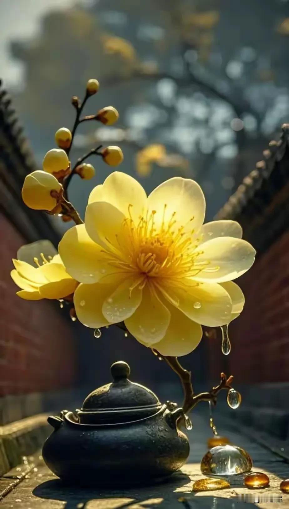 寒梅带露，出水芙蓉。
片片有意，滴滴含情。
月凉凝霜添素色。
寒星映露洒清辉。