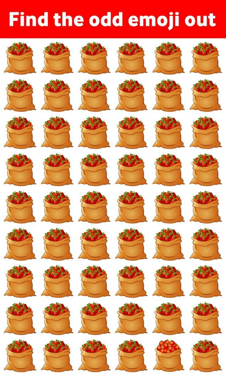 这里是满屏装满草莓的袋子 阵，有一个袋子里的水果和其他不同，快在 56 秒内，用