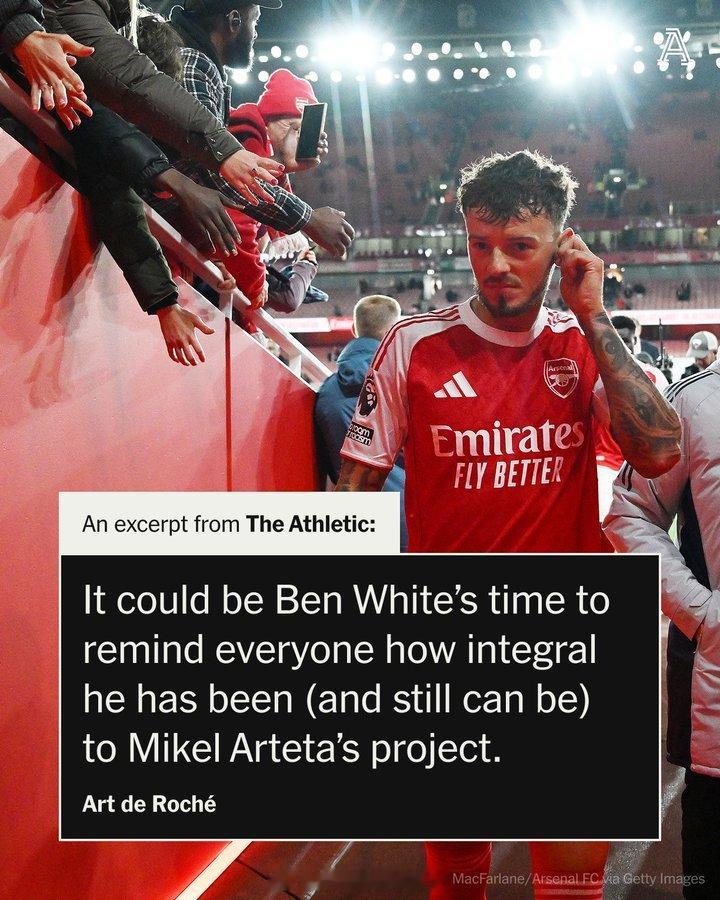 本·怀特本赛季一直很有耐心，对阵布伦特福德的比赛是他自首轮对阵曼联以来在英超联赛