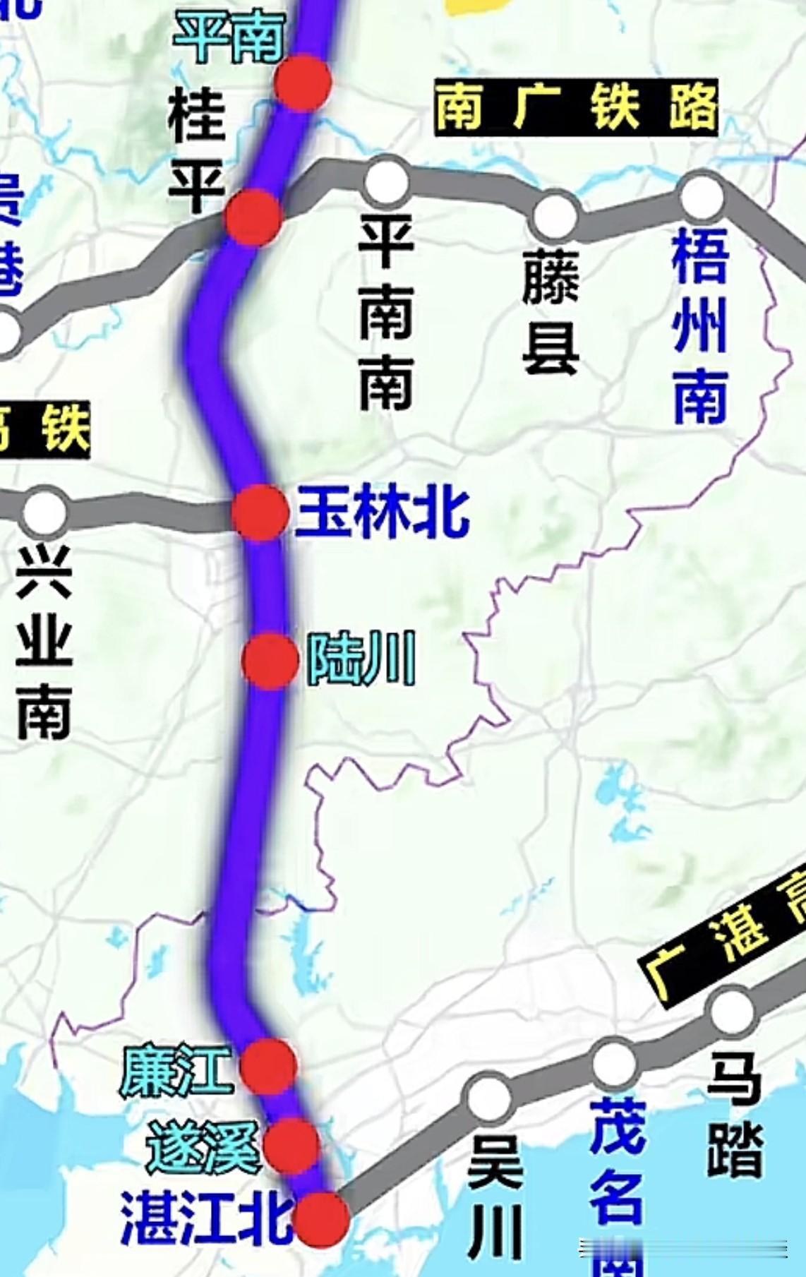 湛江的廉江和遂溪，有望实现双高铁布局。目前廉江与遂溪都有高铁在建，这条高铁便是合