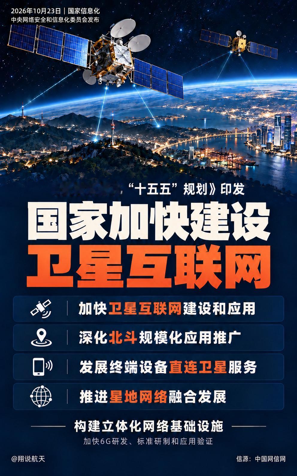 中央网络安全和信息化委员会印发《国家信息化“十五五”规划》，明确加快卫星互联网建