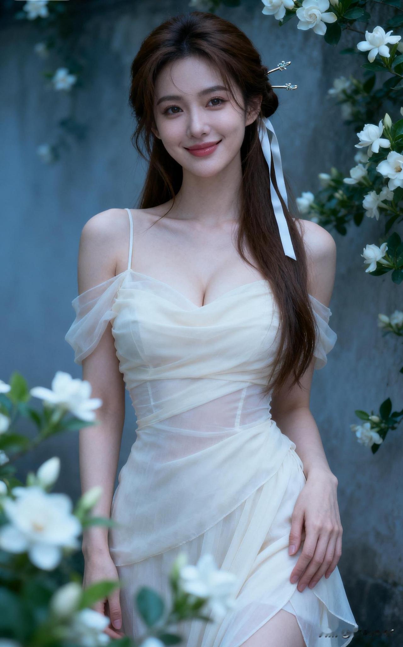 温柔花海中的仙女，浅笑嫣然，美不胜收！