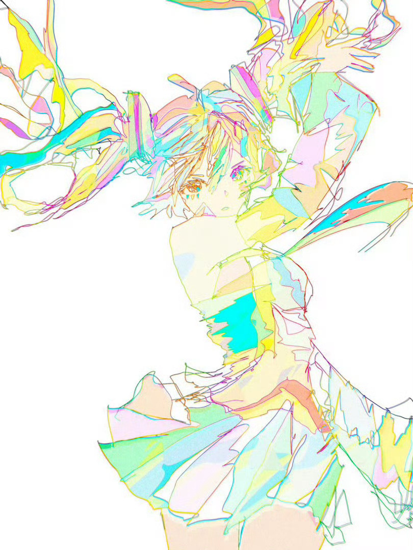 初音未来动漫点评团 炫彩初音真的好好看哇宝宝.绘：paya_paya_D 