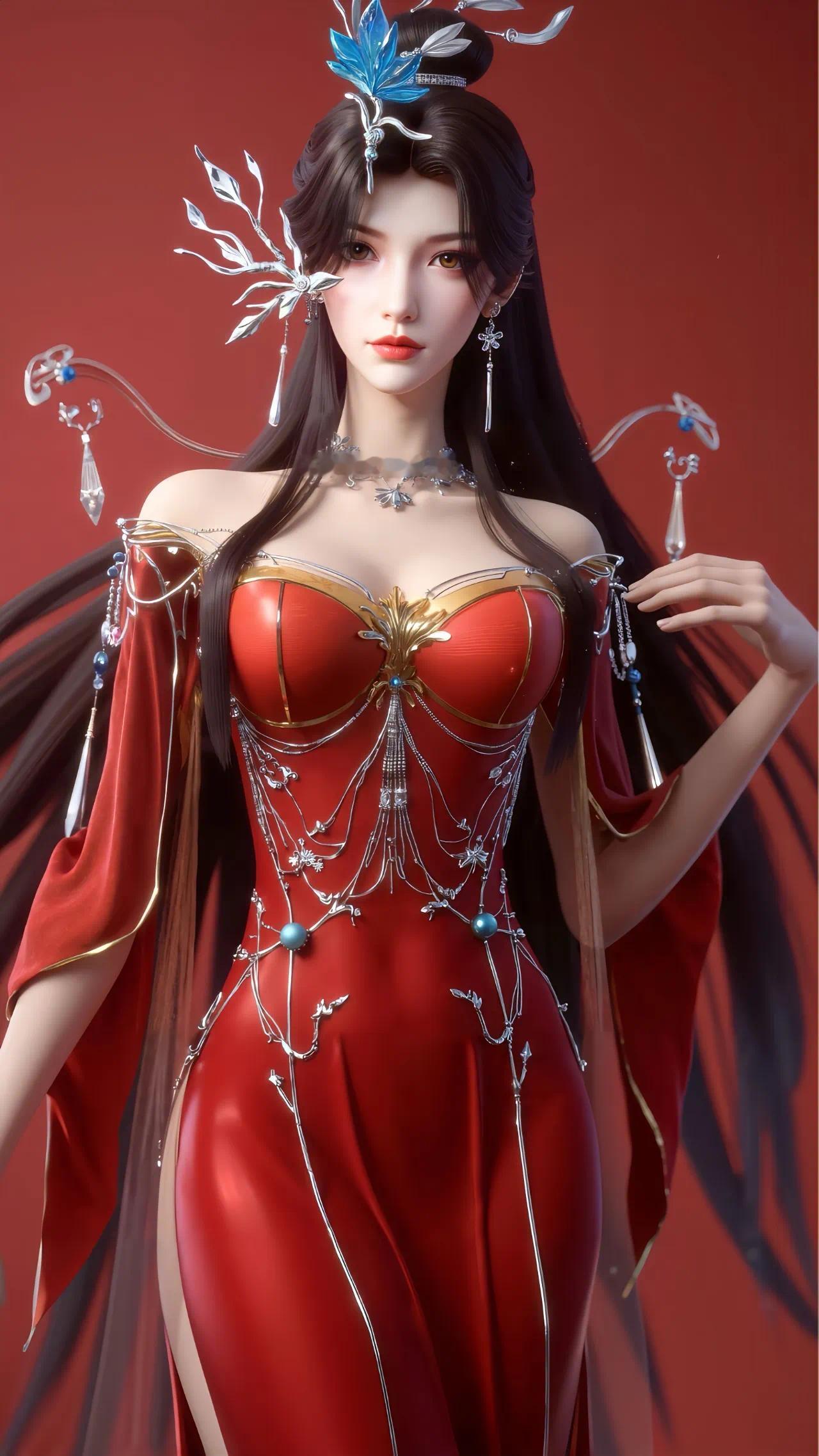 云深不知梦  云望舒【精美壁纸】一袭抹胸红裙，美！ ​​​