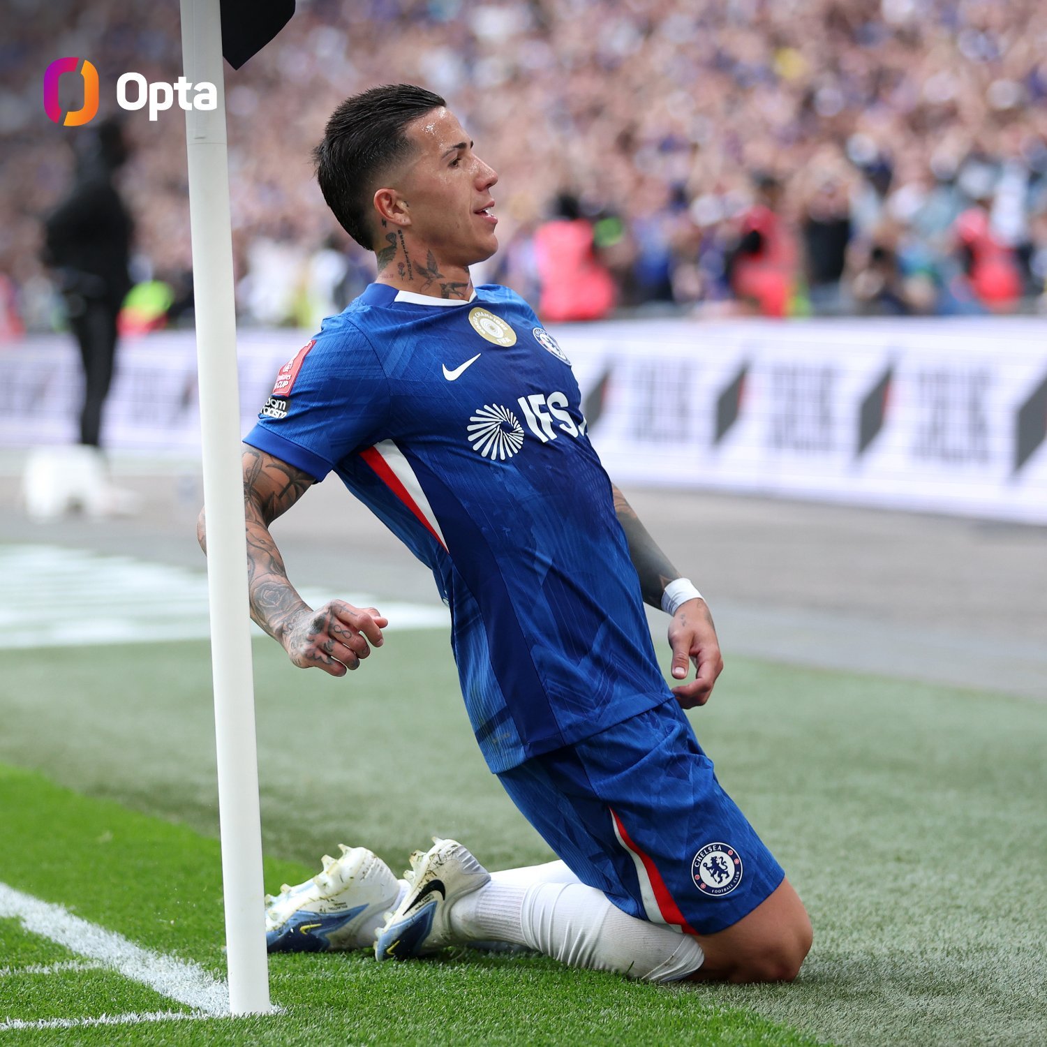 13 - 恩佐·费尔南德斯本赛季在各项赛事中为切尔西打进了13个进球；唯一在20